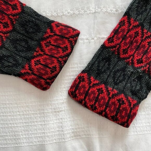 KITZBUHEL BY REN-DALE PURE BOTANY WOOL VINTAGE UNISEX GREY RED FAIR ISLE SWEATER - Picture 7 of 8